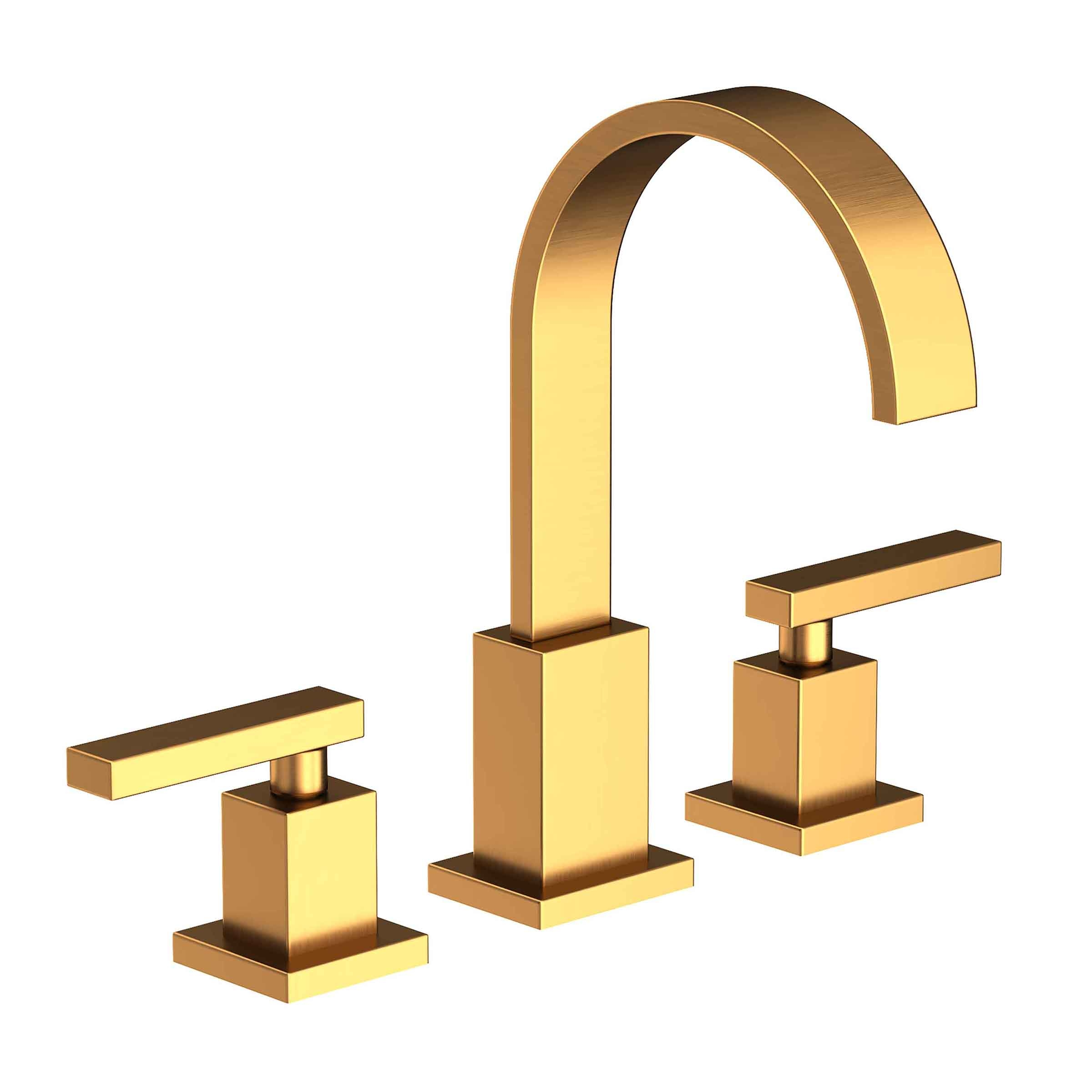 Newport Brass 3290/24S Satin Gold (PVD) Muncy 1.2 GPM Deck Mounted  Widespread Bathroom Faucet with Pop-Up Drain Assembly 