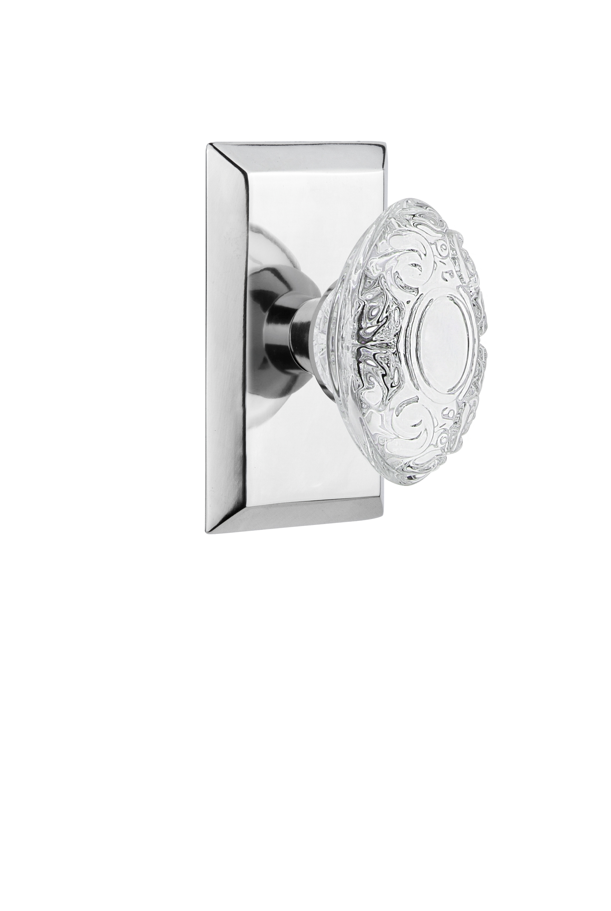 Nostalgic Warehouse 754106 Studio Plate with Crystal Victorian Privacy Door Knob 2.75 Antique Brass