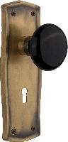 Nostalgic WarehousePRABLKPrairie Plate Black Porcelain Door Knob with or With Out Keyhole