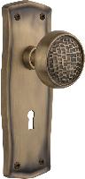 Nostalgic WarehousePRACRAPrairie Plate Craftsman Door Knob with or With Out Keyhole