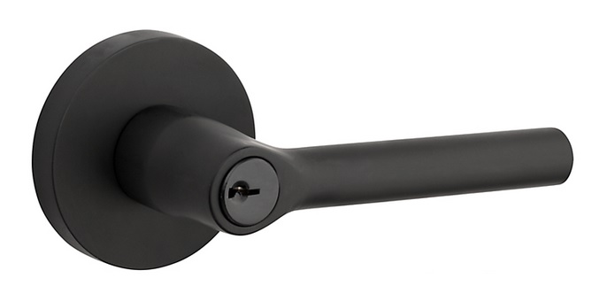 Baldwin Tube Reserve Lever Contemporary Round Rose Passage Set Satin Black  LH 1-3/8 to 2 in. Doors - PS.TUB.L.CRR.190.6L.DS
