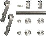 Hager9436Sliding Barn Door Packaged Set Face Mount Strap Stick Stainless Steel Round Rail